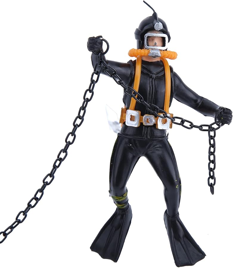 Aquarium Ornament Moving Frogman with Treasure Chest Fish Tank Decoration - Image 2